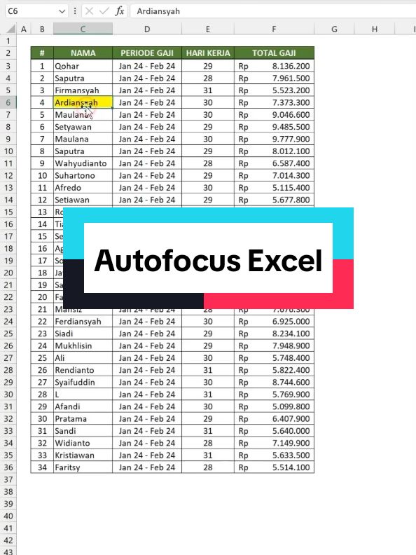 Autofocus Excel #tips #trick #excel 