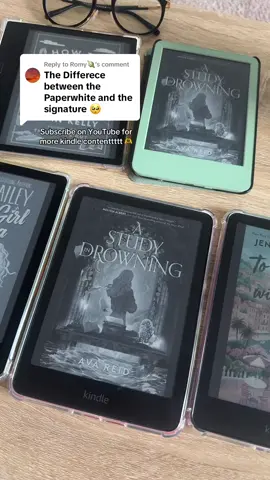Replying to @Romy🪐 differences between regular kindle paperwhite and the signature - all the same except auto brightness and storage but that will never all be used because of the cloud! #BookTok #kindle #kindlepaperwhite 