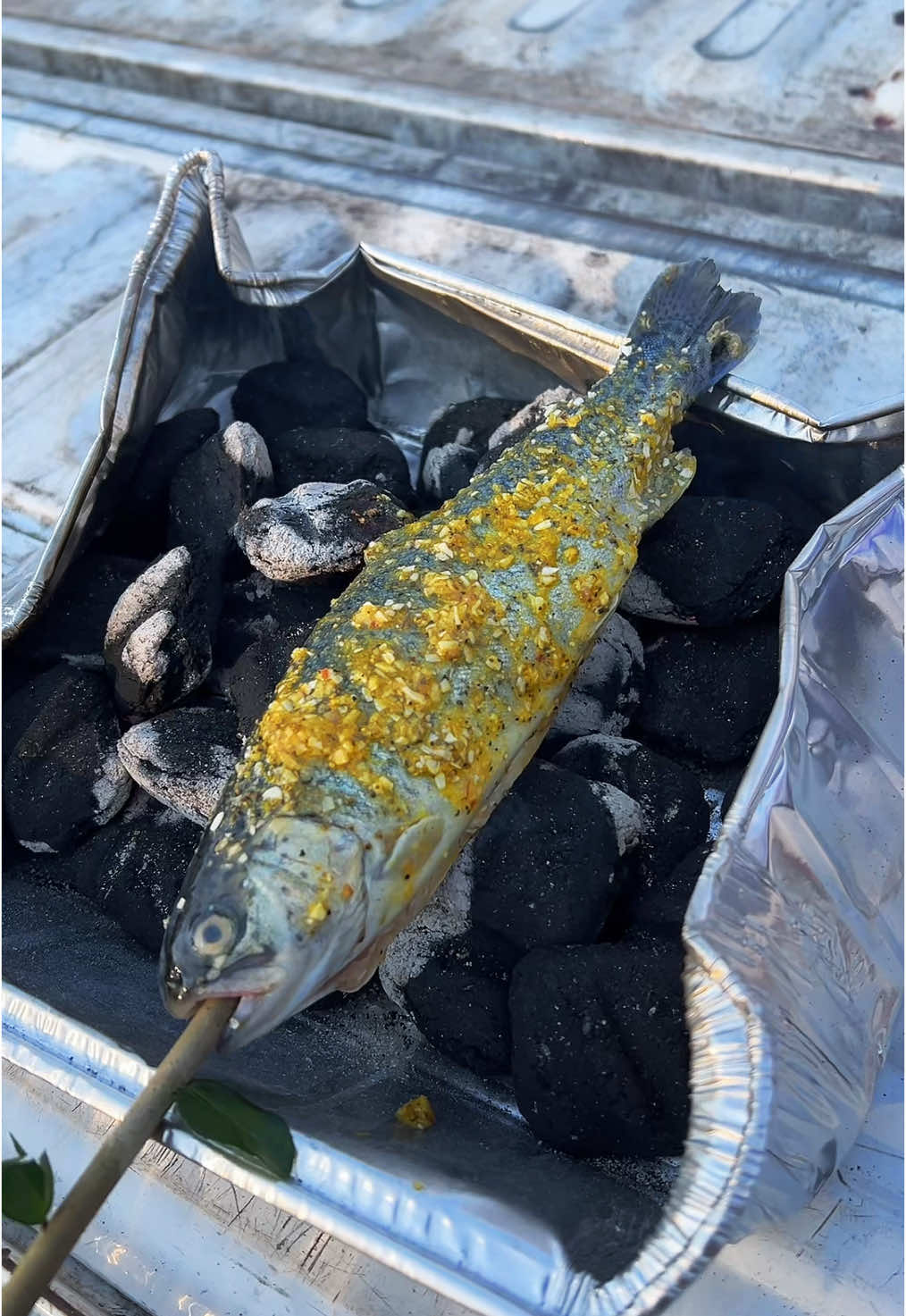 Cave man trout cook #fyp #catchcleanandcook #beardedfisherman #fishing #fish 
