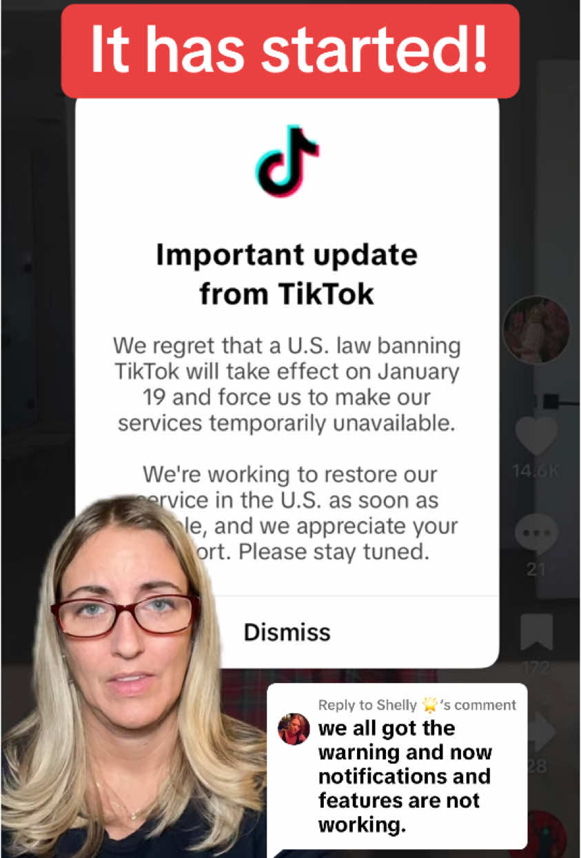 Replying to @Shelly 🌟 It’s begun! TikTok is preparing to go dark in the United States! #TikTokBan #TikTokBanUpdate 