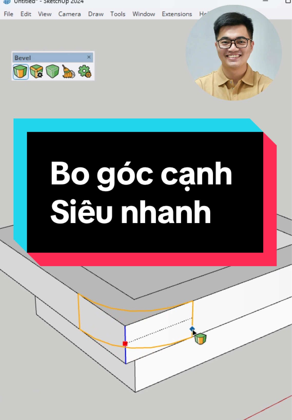 Cách bo góc cạnh siêu nhanh trong sketchUp #sketchup #sketchup3d #sketchuptutorial #3d #viral #learn #LearnOnTikTok #architecture #interiordesign #3d 