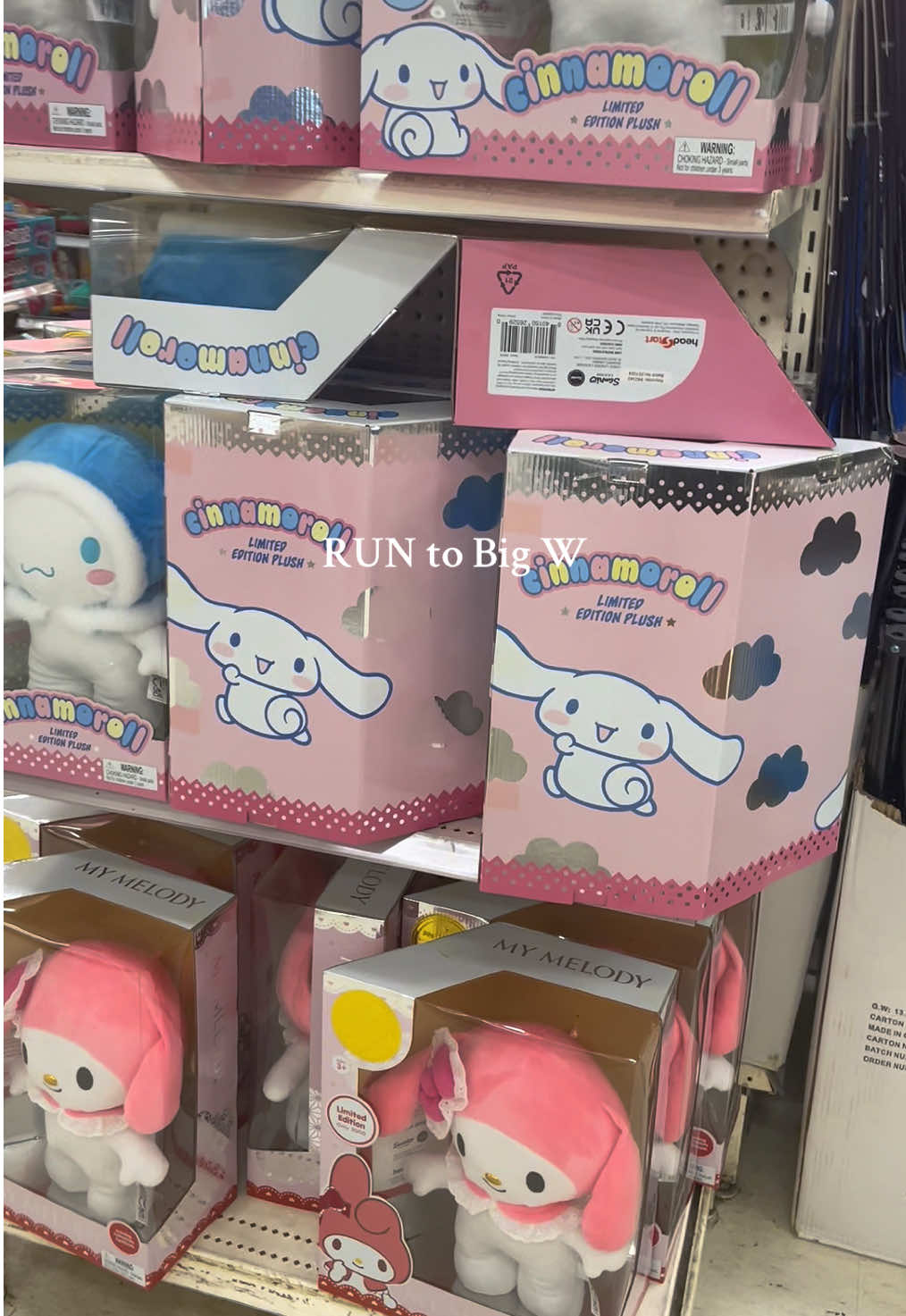 These are the cutest omg #sanrio #cinamoroll #mymelody #mymelodynkuromi #kuromi #hellokitty #bigw #bigwfinds 