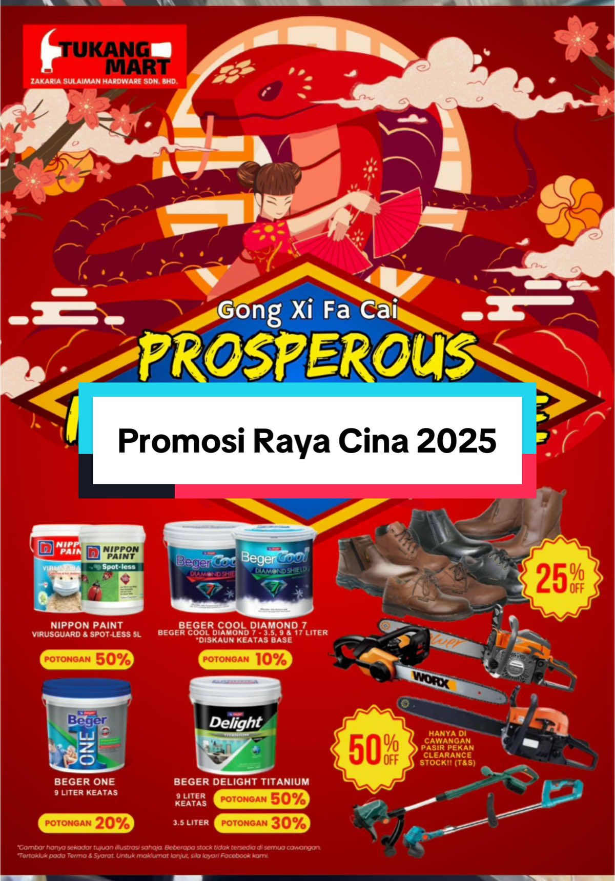 Bermula 24-31 Jan 2025 tukang mart mengadakan promosi khas semperna Tahun Baharu Cina 2025. Pelbagai tawaran menarik bakal menanti ada. Jom ramai-ramai ke Tukang Mart. #tukangmart #hardware #viral #FixItEasy #HomeImprovement #waterpumpspecialist #kipas #led #kipasgergasi #PamBooster 