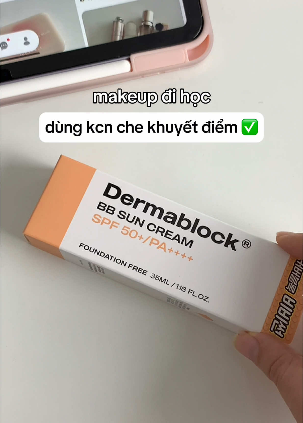 Từ giờ đi học nhẹ mặt hơn hẳn 🙂‍↕️ #xuhuong #fyp #viral #kbeauty #koreanskincare #viralkbeauty #skincare #bbsuncream #kemchongnang #dermablock #dermablockbycellfusionc #toneup #sunscreen 