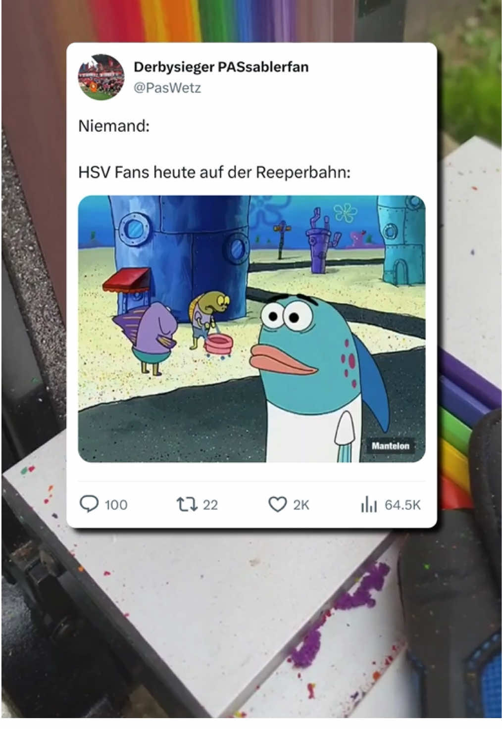 Ich finde die Aktion richtig kacke und asozial. Und nein, ich bin wirklich kein HSV-Fan – 0,000! Aber ich kann keinen Verein hassen, bei dem Heung-Min Son und Ivica Olić gespielt haben 😔😔😔🥹 #twitter #memes #hsv #fussball #stpauli 