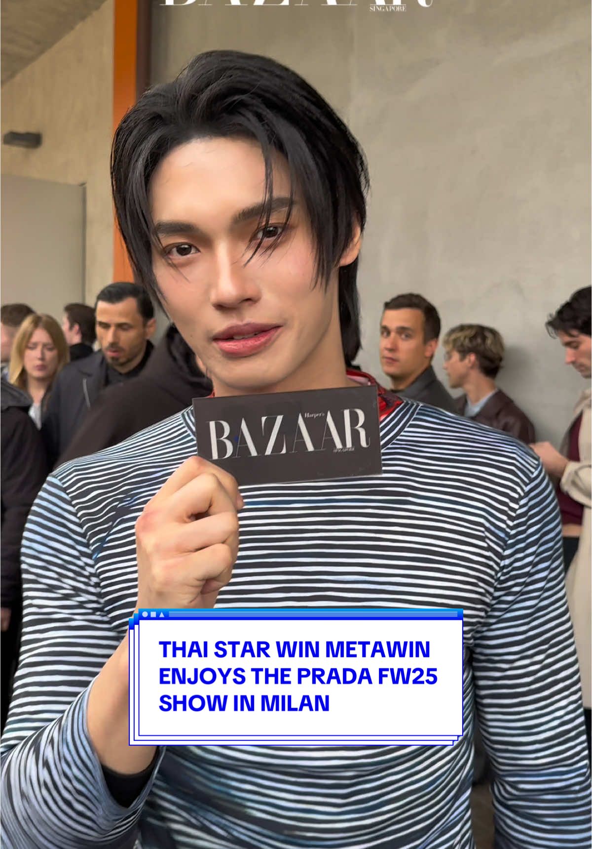 So the real question is: when is @winmetawin coming to Singapore? 👀  The Thai star is no stranger to the city of Milan, sharing with us his experience coming back once again for the Men’s FW25 show and what pasta dish has him hooked.  . . . #harpersbazaarsg #WinMetawin #เมธวินโอภาสเอี่ยมขจร #Prada #PradaMens #PradaMensFW25 #PradaFW25 #MiucciaPrada #RafSimons #Milan #FashionWeek #Celeb 