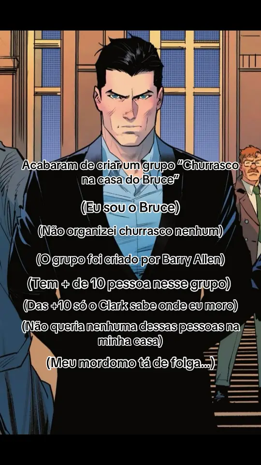 Vixeeee quem será que vai cuidar da churrasqueira? Será que Clark vai mandar a localização da casa do Bruce pra todo mundo??? #dccomics #barryallen #theflash #clarkkent #superman #brucewayne #batman #ligadajustica #alfredpennyworth 