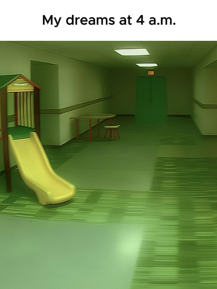 Last night I dreamed that I was in my old school. It looked like the backrooms. It was very calming, the rooms were very large. It looked like a children's playroom.#dreamcore #liminalspaces #dreamcoreaesthetic #backrooms #liminal