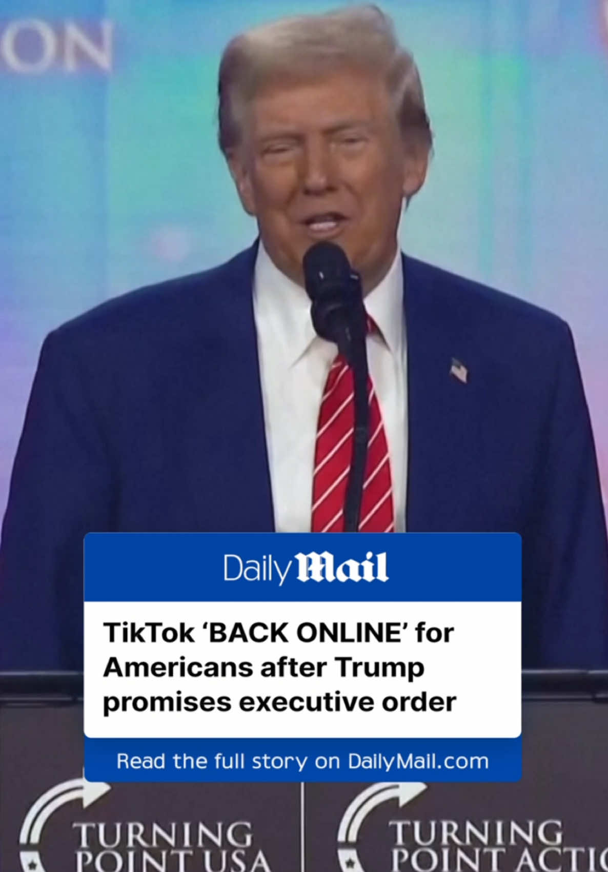 TikTok appears to be 'back online' after some users report regaining access to the social media platform - with limited functionality - after the app went dark early Sunday. TikTok has confirmed it's working to restore the app while thanking President-elect Trump for intervening as the social media platform shows the first signs of recovery following its dramatic shutdown. In an official statement, TikTok said: 'In agreement with our service providers, TikTok is in the process of restoring service.' ‘TikTok is in the process of restoring service. We thank President Trump for providing the necessary clarity and assurance to our service providers that they will face no penalties providing TikTok to over 170 million Americans and allowing over 7 million small businesses to thrive.’ ‘It’s a strong stand for the First Amendment and against arbitrary censorship. We will work with President Trump on a long-term solution that keeps TikTok in the United States.’ #donaldtrump #breakingnews #tiktok #ban #celebrate 