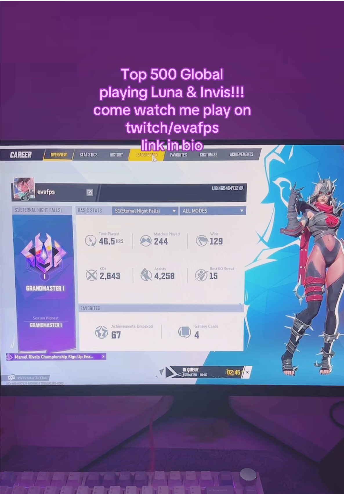 streaming everyday! join my live on twitch/evafps link in bio 🤍 #marvelrivals #lunasnow #invisiblewoman #GamerGirl #egirl #streamers 