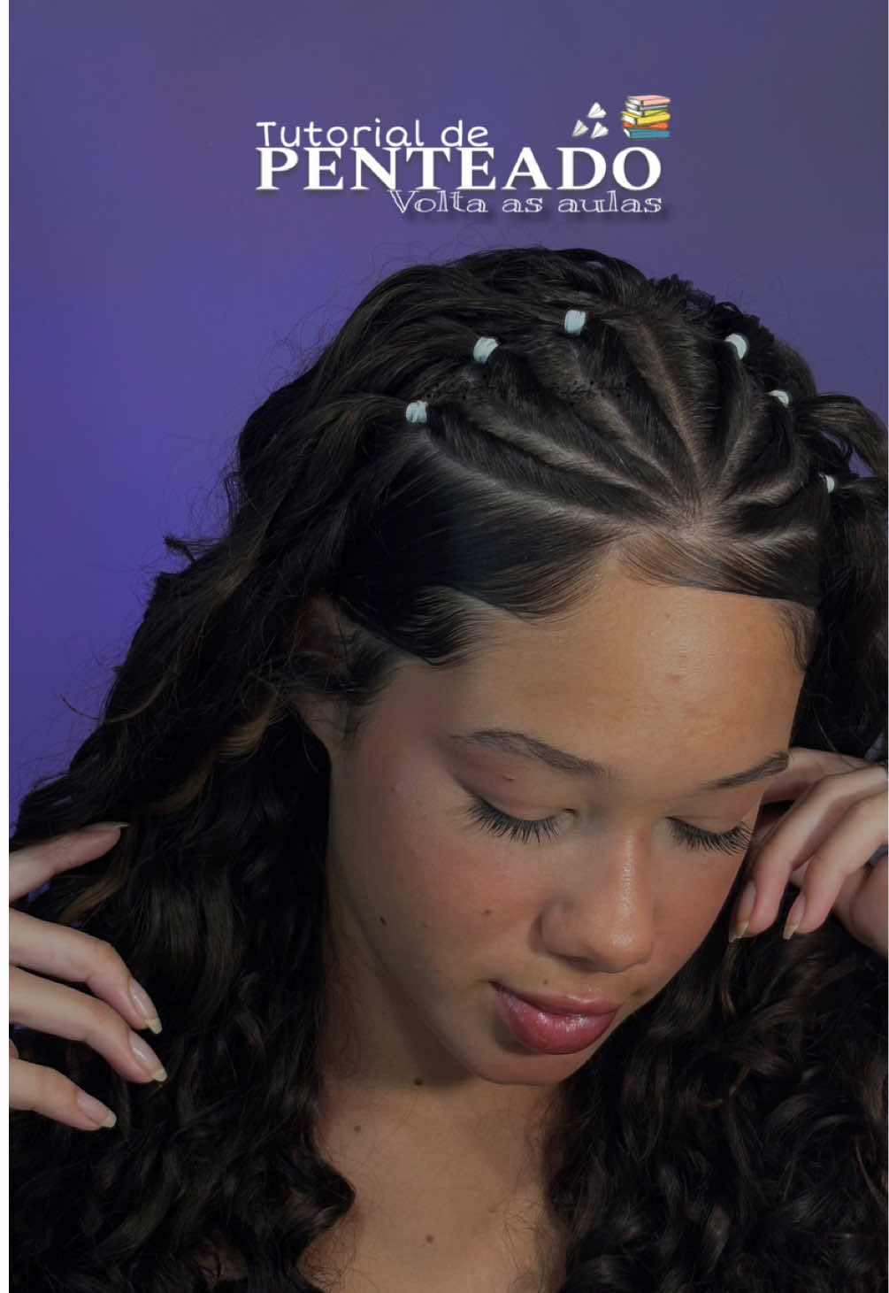 2º dia! Espero que gostem bests✨📚  - - #penteados #penteadosfaceis #curlyhairtutorial #voltasaulas 