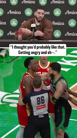 Jayson Tatum speaks about his scuffle in overtime against the Hawks 😂