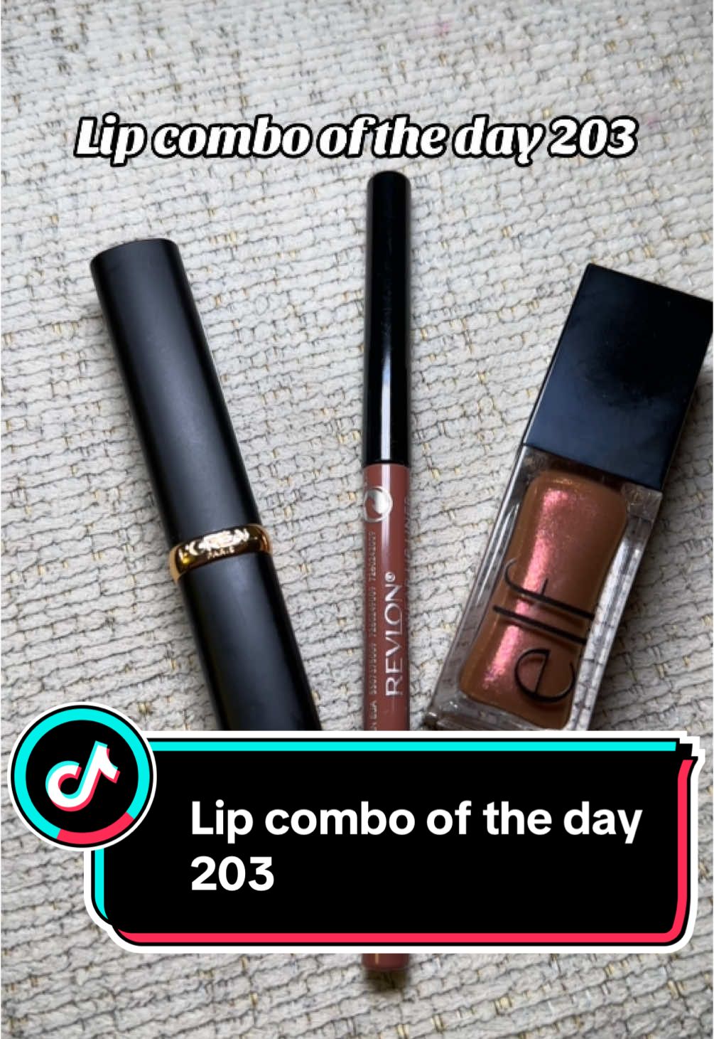 Day 203. Lip combo of the day with @revlon in nude, @loréal paris usa in le nude admirable and @e.l.f. Cosmetics in chocoluxe #lipcombo #lipcombooftheday #revlon #elfcosmetics #loreal #day203 