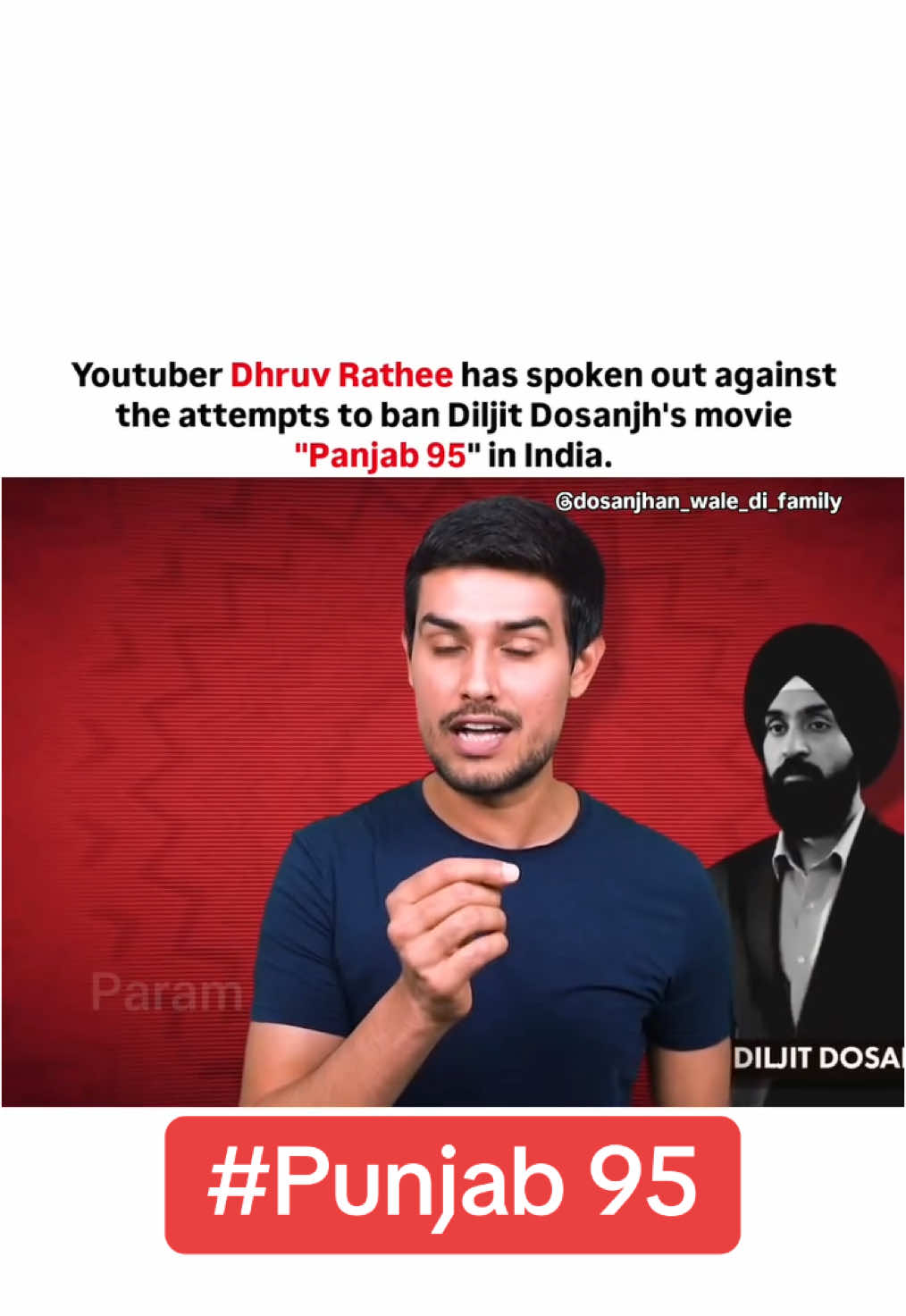 Punjab 95 !#diljitdosanjh#diljitdosanjh300#dhruvrathee#dosanjhfamily#punjab#punjabi#kangnaranaut#ban#massfollowing#tiktokback#tiktok#foryou#viral#fyp#fyppp 