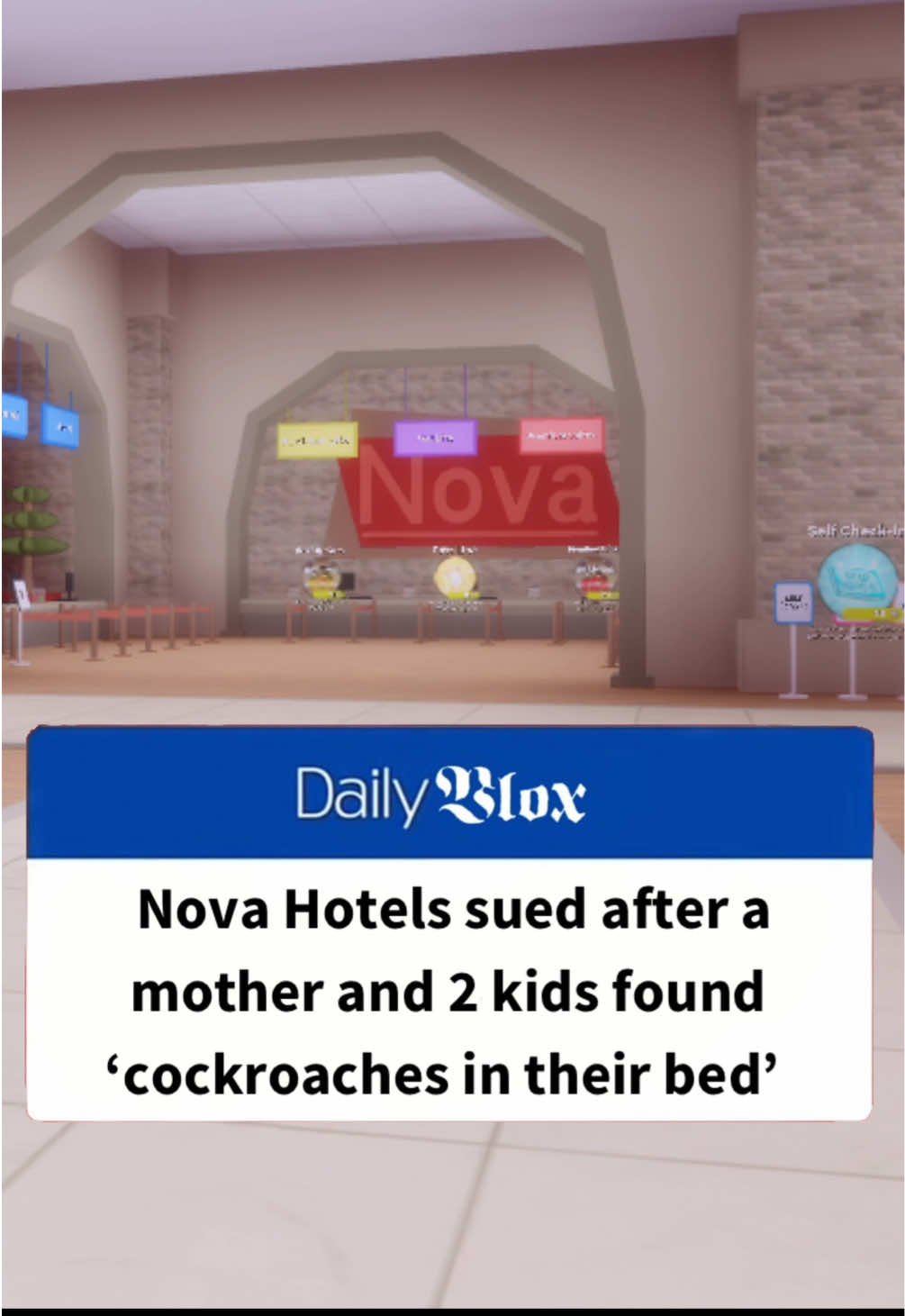 Nova hotels sued after a mother and 2 kids found ‘cockroaches in their bed’. #roblox #mail #news #hotels #dailyblox #bed #dailymail #joke #novahotels #death #cockroaches 