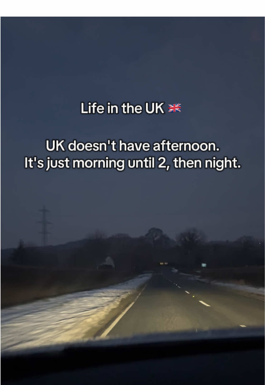 Life in the UK 🇬🇧 UK doesn't have afternoon. It's just morning until 2, then night. #lifeinuk #uk #ukweather #funnytiktok #funnyvideos😂 #viral_video #fyp 