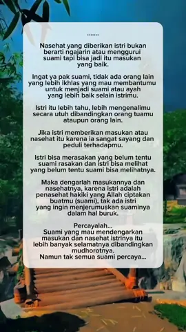Suami yang tak mau mendengar nasehat istri termasuk orang yang merugi, karena ketika istri memberikan masukan seringkali suami menganggapnya istri hanya cari masalah dan ingin memulai perdebatan 🥀 #nasehat  #rumahtangga  #suamiistri  #fypシ゚viral 