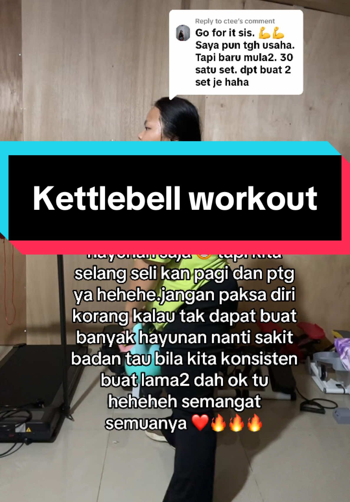 Replying to @ctee dah ok tu sis 🥰 yang penting kita konsisten ya ❤️ #kettlebell #kettlebellworkout #kettlebelltraining #kettlebellswing #kettlebellswings #workoutmotivation #workoutchallenge #workouttips #workoutathome #workoutfromhome #fypdongggggggg #fypage #fypシ 