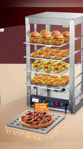 Display and keeps your food warm and ready to serve with this commercial food warmer🍕🍕🍕 5 removable shelves for easy adjusting the layer distance; Temperature control and thermostatic function; LED lighted design for illuminating food; #foodwarmer #fooddisplay #pizza #warmer #restaurant #yescomusa #whyyescom #fulfillyourpassion