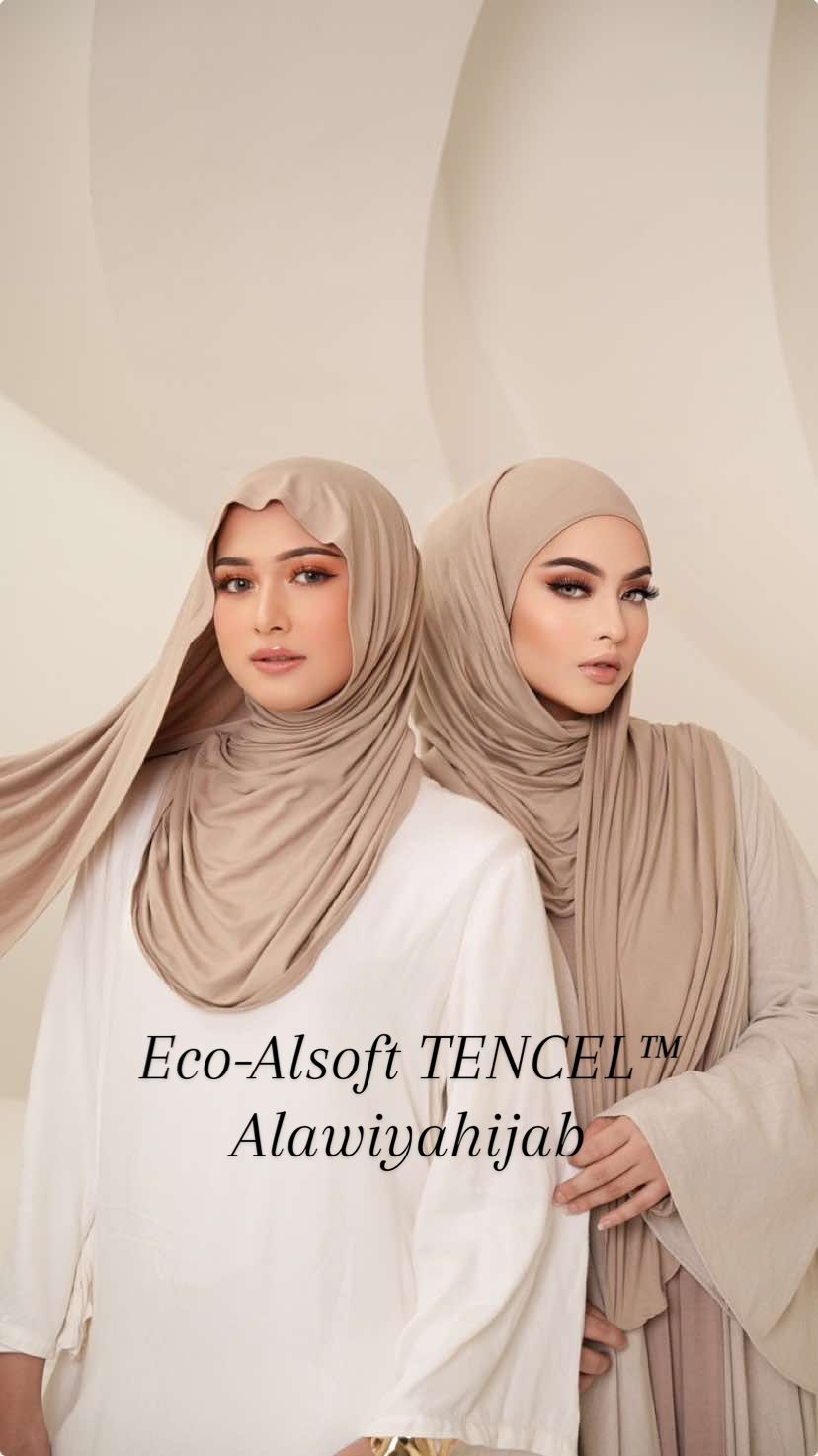 @ALAWIYAHIJAB 9 koleksi Eco-Alsoft (kain matterial 95% Modal serat kayu anti bacterial yang meminimalisir bau) 3x lebih halus dr koleksi rayon hema shawl #alawiyahijab tidak mudah lusuh, berubah warna, dan awet tahan lama. ✨ #tencelmodal #tencel #pashminatencel #tencelhijab  