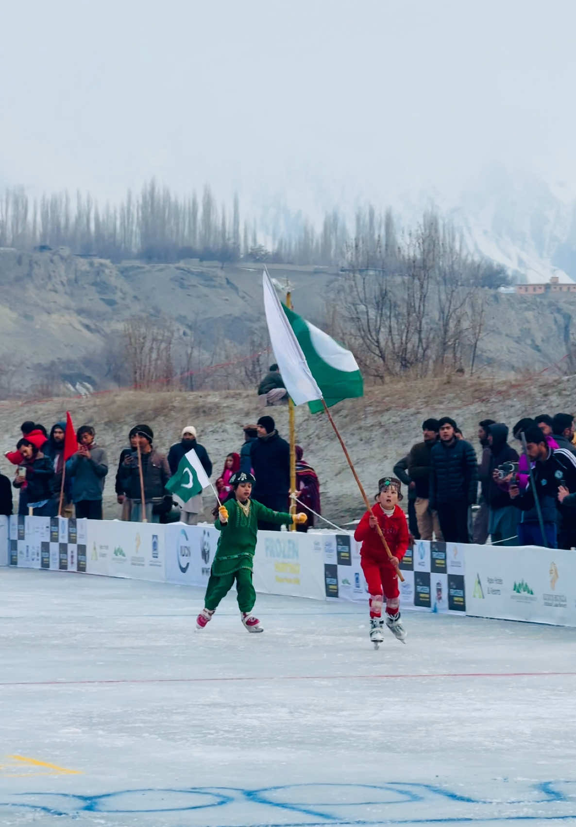 ✨❄️ Pure magic in motion! ❄️✨ Kids twirling, dancing, and skating their hearts out at the Frozen Fairy Tales Winter Fest 2025 in Skardu! The beauty of the frozen landscapes meets the joy and laughter of little skaters. A true winter wonderland celebration! 🌨️💃⛸️ Join us as we embrace the chill with unforgettable memories and enchanting vibes! 🌟❄️ #FrozenFairyTales2025 #WinterFestSkardu #SkarduMagic #FrozenWonderland #KidsSkatingFun #WinterVibes #VisitSkardu #SnowyAdventures #MagicalMoments #IceSkatingJoy #PakistanTourism #WinterFestival #FamilyFun #TravelGoals #fyp  #foryoupage 