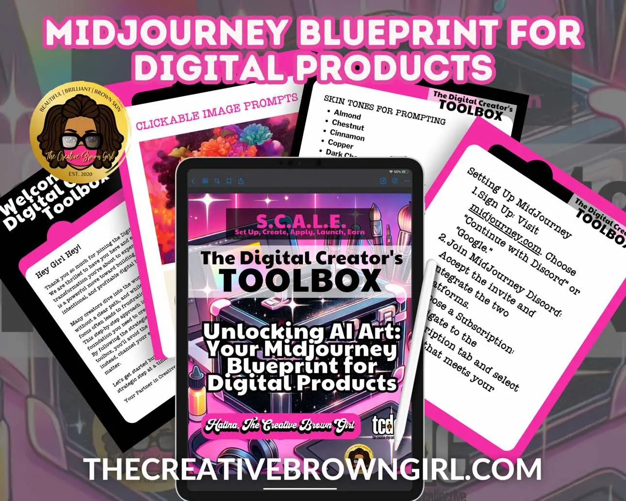 🚨 If you've been sitting on the sidelines, waiting for the “right time” to level up your AI art game—this is your sign. I am so excited to share this resource I created for my Toolbox students!   The Digital Creators Toolbox Midjourney Blueprint isn't just for beginners. It's a full-blown, action-packed resource designed to help anyone—from newbies to seasoned creators—get the most out of MidJourney. Whether you're crafting your first masterpiece or fine-tuning your next collection, this guide is your secret weapon. ✨ Why You Need This in Your Life: Prompts That Deliver: Say goodbye to generic prompts! With a library of modifiers included, you'll unlock infinite creative possibilities for products like journal covers, wall art, and more. Pro-Level Features Made Simple: Ever felt overwhelmed by MidJourney's tools like chaos modifiers, stylization levels, or SREF codes? We break it down so you can actually use them to create magic. Monetization Secrets: Learn how to turn your creations into $$$ with practical tips for selling on platforms like Etsy and Shopify. Organizational Hacks: Stop drowning in files and folders. Our workflow tips will save your sanity and make scaling your business a breeze. 🔥 Why You Can't Wait: Here's the thing: AI art is booming, and those who jump in now are positioning themselves as pioneers. Don't get left behind while others figure out how to create and sell AI art faster and smarter. This Toolbox is your shortcut to becoming the creator everyone else looks up to.   🛒 Ready to Claim Your Edge? Grab the Digital Creators Toolbox: MidJourney Companion today and take your creative game to heights you didn't know were possible.   P.S. The resources alone are worth it—imagine having a whole library of prompt ideas and advanced tools right at your fingertips. The real question is, why haven't you headed to the bio for the link? #over40tiktok #aiart #midjourney #aitools #learnwithme #digitalart #digitalbusinesstips #digitalmarketing #digipreneur #digitalboss #TCDC #thecreativedigicollective #thecreativebrowngirl 