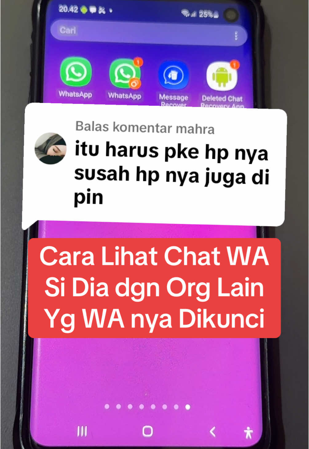 Membalas @mahra Cara Lihat Chat WA Si Dia dgn Org Lain Yg WA nya Dikunci #LihatWaDikunci #tipswhatsapp #trikWhatsapp #tutorial #trikwa #tipswa #fyp #fypage #fypシ 