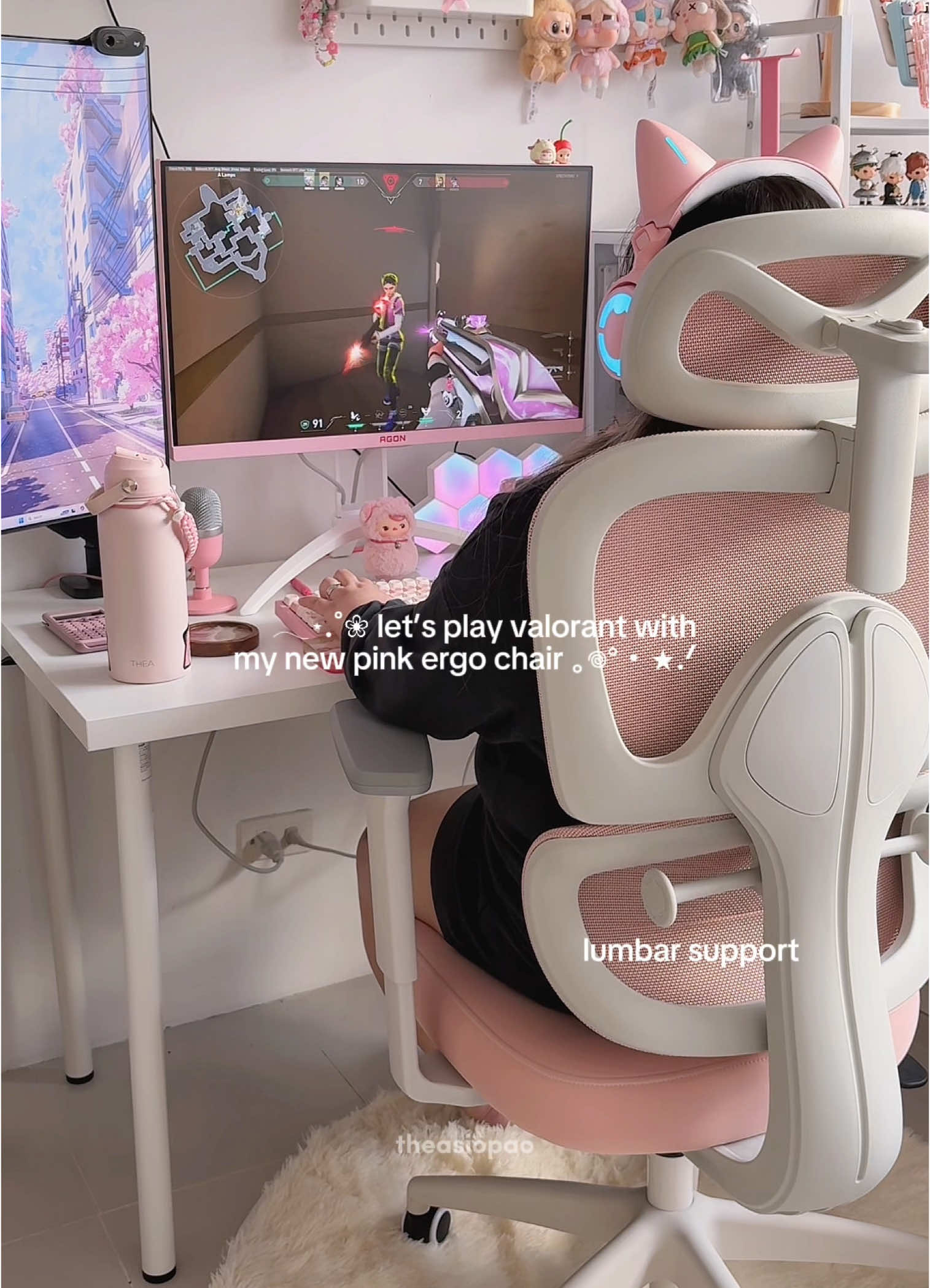 just played competitive on valorant using my new ergonomic chair from @mussogamingchair 🤭💖 let me tell you, this is the comfiest chair i’ve ever used and i’m never going back to my old one 😆 this is a 100% honest review!! it’s insanely comfy, perfect for long hours, and it’s so pretty in pink!! my back has never been happier!! 😭💗💗 #musso #ergonomicchair #gaming #GamerGirl #workfromhome #pinkaesthetic #desksetup #GamingSetup #techtok 