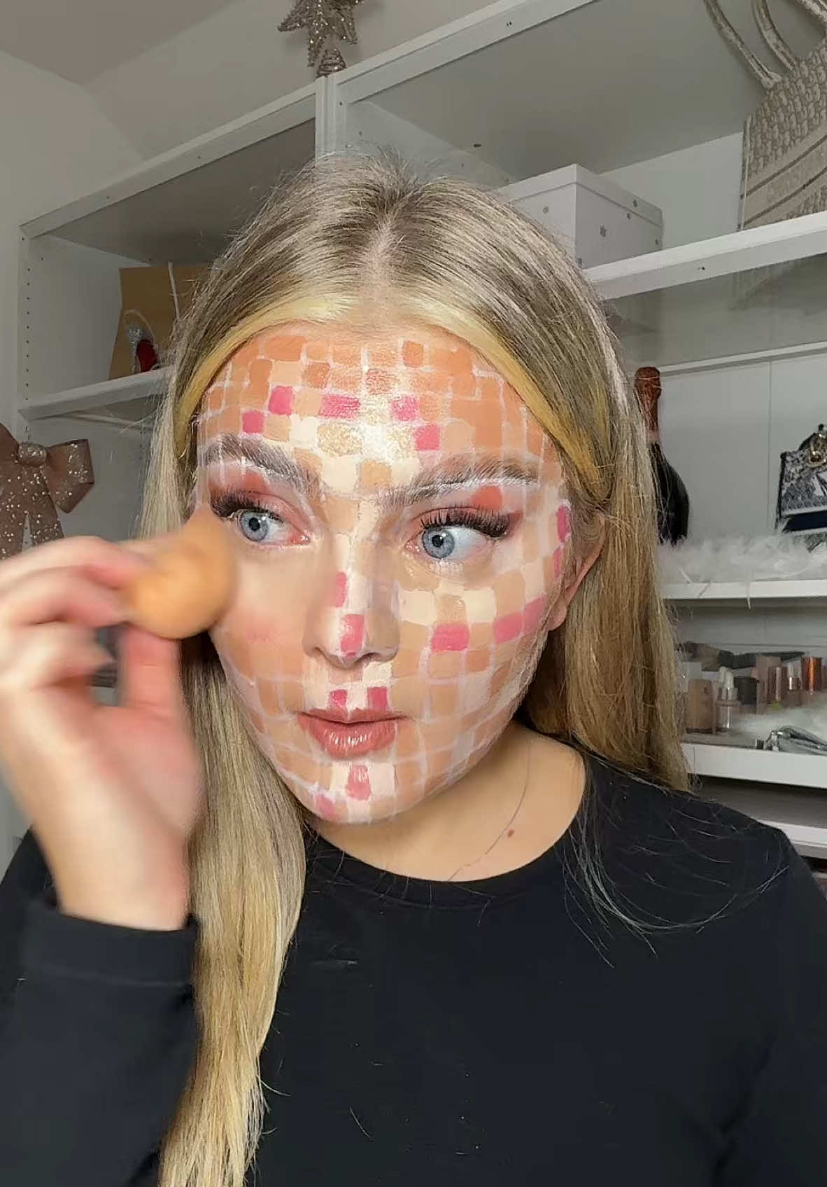 AD trying pixel makeup 🎮  Products (all @nyxcosmetics_uk ) Serum concealer  Can’t stop won’t stop foundation  Concealer is serum concealer in a darker shade  Sweet cheeks liquid blusher  Precision brow pencil  White eyeliner pencil  Ultimate eyeshadow palette warm neutrals  Soft matte lip cream  Fail oil  Dewy finish setting mist 