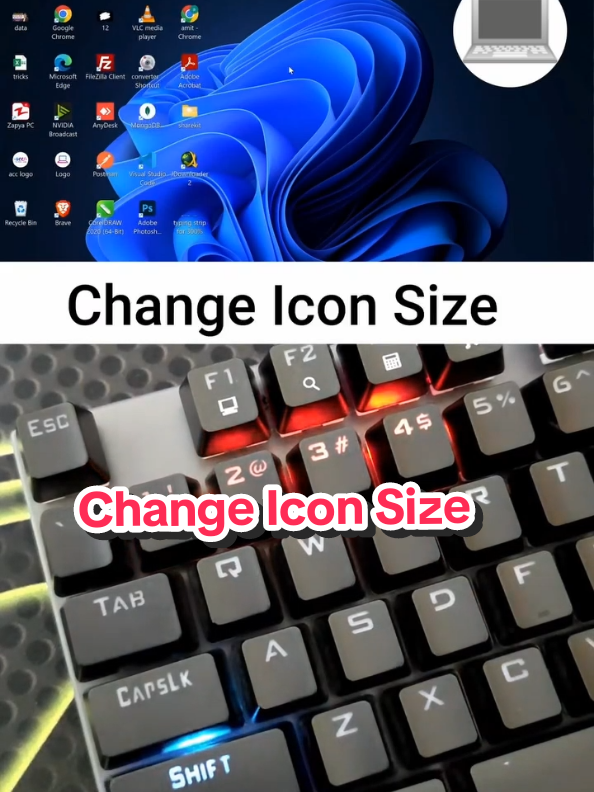 Change Icon Size  #foryou #foryoupagе #fyp  #computer #tech #trick  #pc #computer #laptop #windows #viral #reels #shorts