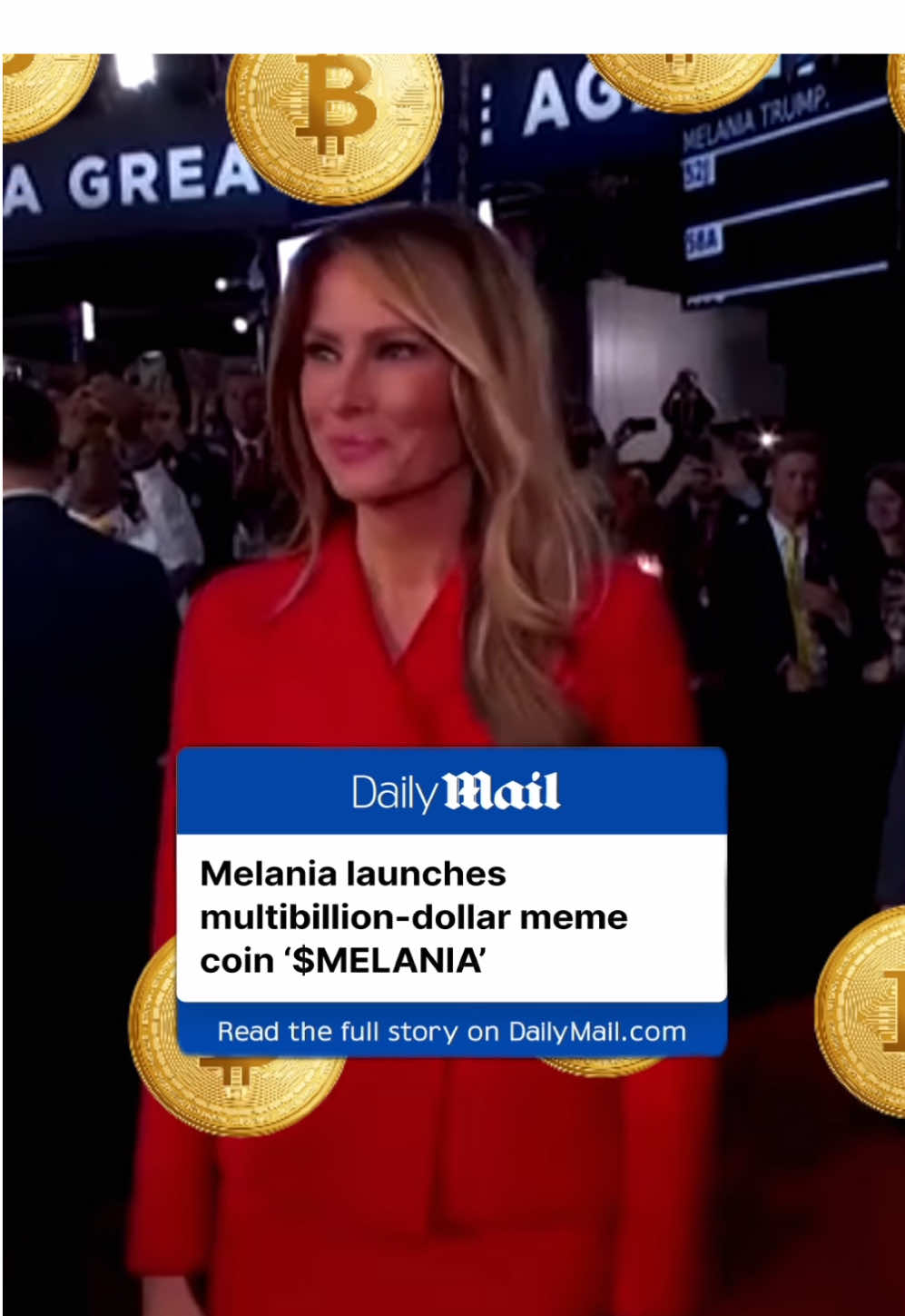 Incoming first lady Melania Trump has launched a cryptocurrency on the eve of her husband's inauguration. The announcement comes after President-elect Donald Trump launched the $Trump cryptocurrency. Melania took to X to make the announcement saying 'The Official Melania Meme is live! You can buy $MELANIA now,' Read more on DailyMail.com #crypto #trump #melaniatrump #Usa #news 