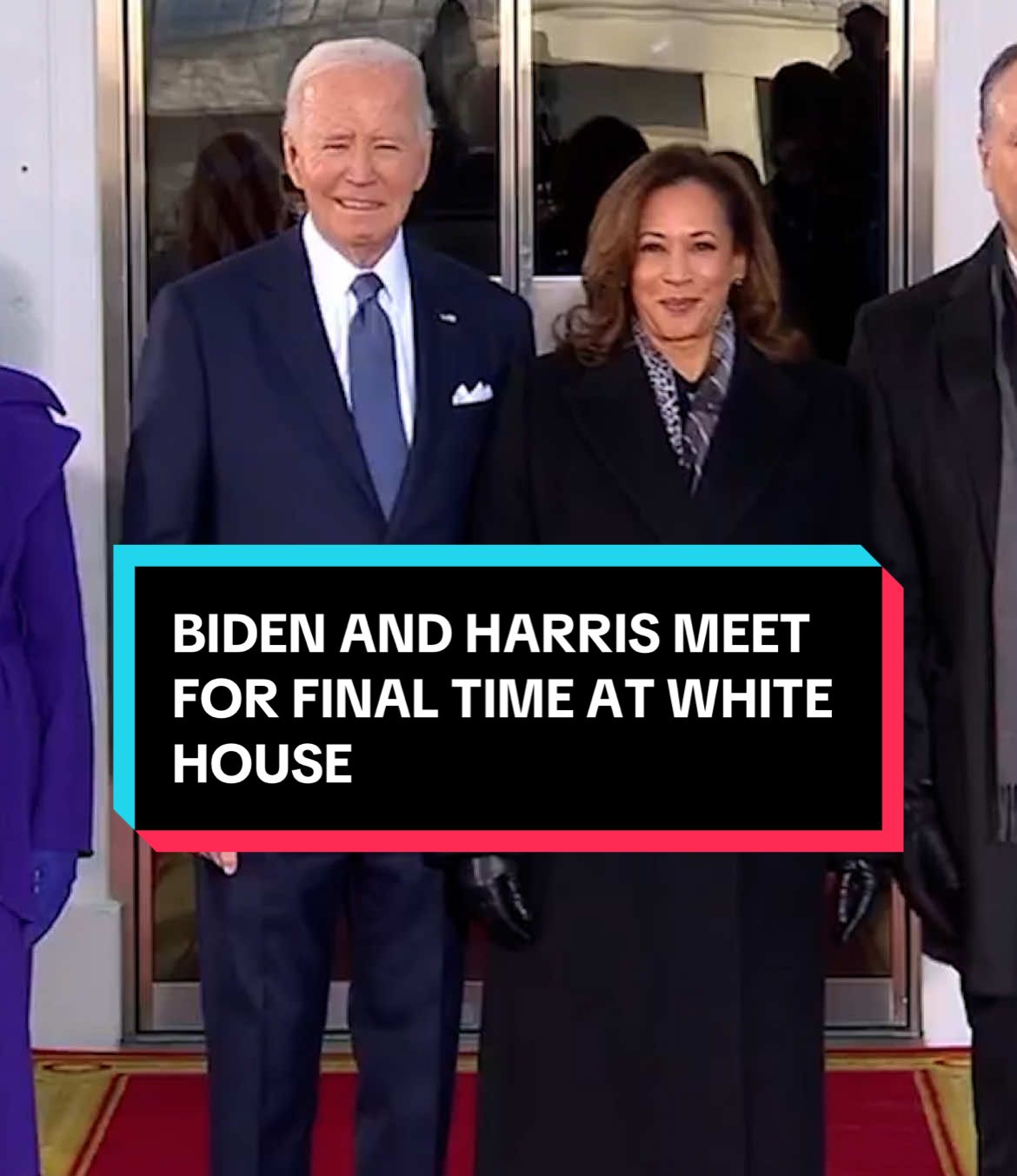 Joe #Biden welcomed #Kamala Harris and Doug Emhoff to the White House for the last time ahead of Donald #Trump's inauguration. #news #newsweek #politics 