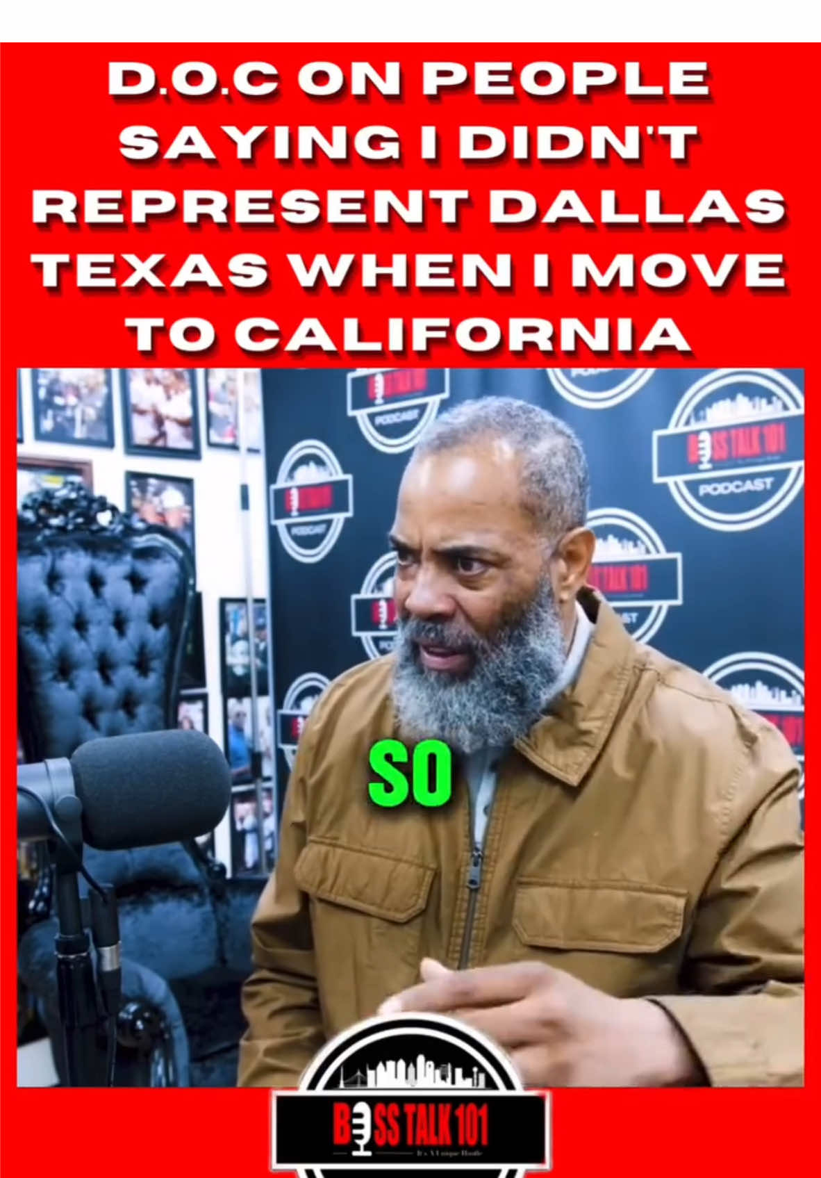 D.O.C on People Saying I Didn’t Represent Dallas Texas When I Move To California!   #foryoupageシ #doc #dallas #texas #podcast #BOSSTALK