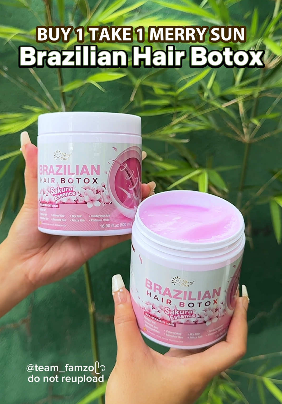 BUY 1 TAKE 1 MerrySun Brazilian Hair Botox 500ml & 1L Sakura Essence ✅Professional Botox Programme for Brittle and Damage Hair ✅Maintain the Sleek, Straight Rebonded Hair ✅Makes Hair Strong and Impeccably Styled ✅Reduced Breakage for Colored, Dry, Rebonded, Bleached and Frizzy Hair #hairbotox #brazilianhair #brazilianhairbotox #brazilianbotox #merrysun #merrysunhaircare #merrysunbrazillianhairtreatment #merrysunbraziliantreatment #brazilian #haircare #hairtreatment #buy1take1merrysunbrazilianhairtreatment #buy1take1brazilianbotox #buy1take1brazilianhairtreatment #brazilianhairtreatment  #fyp #fypシ゚viral #ttsbudolfinds #wowsulitdeals #paydaysale #fridayfriyay #MySweldoBudol  #TikTokShopFuntasticPayday #SummerSayaSale #bonggangfridayfriyay #buymoresavemore  #tiktokshopbeauty #selfcaretts #healthTTS #beautyfavorites #tiktokshopglowup  #tiktokshopph22 #22sale #valentinessale #tiktokshopontrend @beautiful life making 