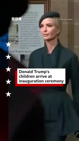 Donald Trump's five children have arrived at the Capitol Rotunda for their father's inauguration as the US's 47th President. #US #DonaldTrump #MelaniaTrump #BarronTrump #IvankaTrump #EricTrump #TiffanyTrump #DonaldTrumpJr #WhiteHouse #Inauguration #TrumpInauguration #Republican #Democrat #USElection #USPolitics #BBCNews