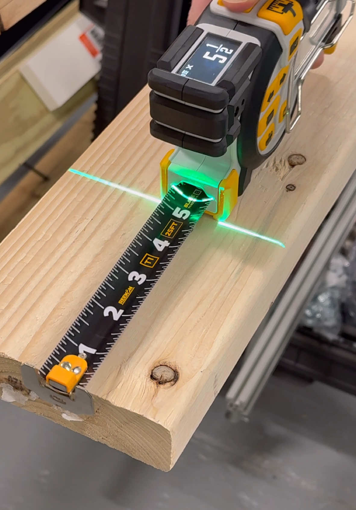 X marks the spot - the green laser on the T1 Tomahawk makes marking and alignment a breeze 