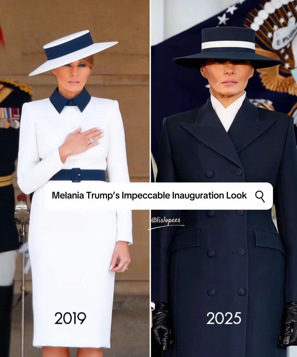 For her husband’s inauguration as the 47th President of the United States, Melania chose a chic, understated look that speaks volumes. She wore a stunning navy blue coat by the independent American designer Adam Lippes, paired with a sleek two-tone hat designed by her stylist, Herve Pierre. The hat gave off major 2019 UK visit vibes, tying together a refined yet modern aesthetic. It’s all about timeless style with a personal twist. ✨ #LisLove #balkantiktok #slavic #slavicgirl #slavicculture #slavicdolls #melaniatrump #firstlady #melaniatrumpstyle #trump2024 #usa_tiktok #usal #election2024 #MelaniaTrump #DiorElegance #FashionInPolitics #Stylelcon #PresidentialFashion #ElegantVibes #politica #politicaltiktok #politicalparty #ChicAndClassic #FirstLadyFashion #fashiontiktok #melaniatrumpedit #trump2024 #trumpet #trumpsupporters #usatiktok #viral_video #viraltiktok #foru #model #trumpet #trump2025 #donaldtrump 