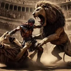 Gladiator fighting lions #AncientRome #ArenaBattle #EpicFight #HistoricalCombat #ManVsBeast #MythicalFight #Bravery #RomanHistory #HeroicStruggle #LegendaryBattle #StrengthAndCourage #FightForSurvival #Gladiator #Lions #Fight #Battle #Arena #History #Roman #Epic #Struggle #Courage #ai #yapayzeka