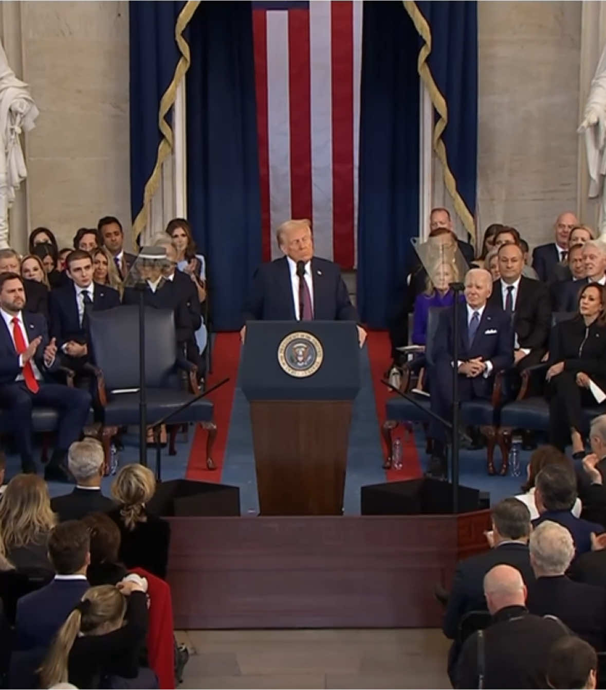 “The golden age of America begins right now,” President Trump declared Monday as he began his inaugural address in the U.S. Capitol Rotunda.   “From this day forward, our country will flourish and be respected again all over the world. We will be the envy of every nation and we will not allow ourselves to be taken advantage of any longer,” he said moments after being sworn in as the nation’s 47th president.   “Our sovereignty will be reclaimed, our safety will be restored, the scales of justice will be rebalanced.”   Watch more at c-span.org #donaldtrump #trump #potus #inauguration #cspan 