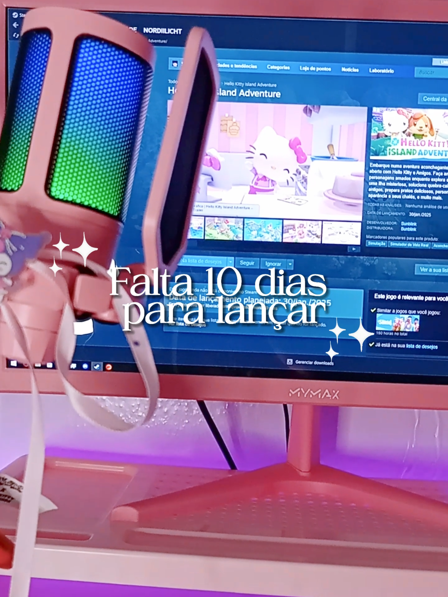 Falta 10 dias para lançar: Hello Kitty Island Adventure! . . . . #gameroom #deskinspo #pinksetup #desksetup #setupinspiration #cozygaming #cozygames #cozysetup #pinkdesksetup #setups #desk #aesthetic #softaesthetic #pcsetup #desktok #cozydesksetup #kawaii #kawaiidesk #cozy #kuromi #mymelody #sanrio #hellokitty #games