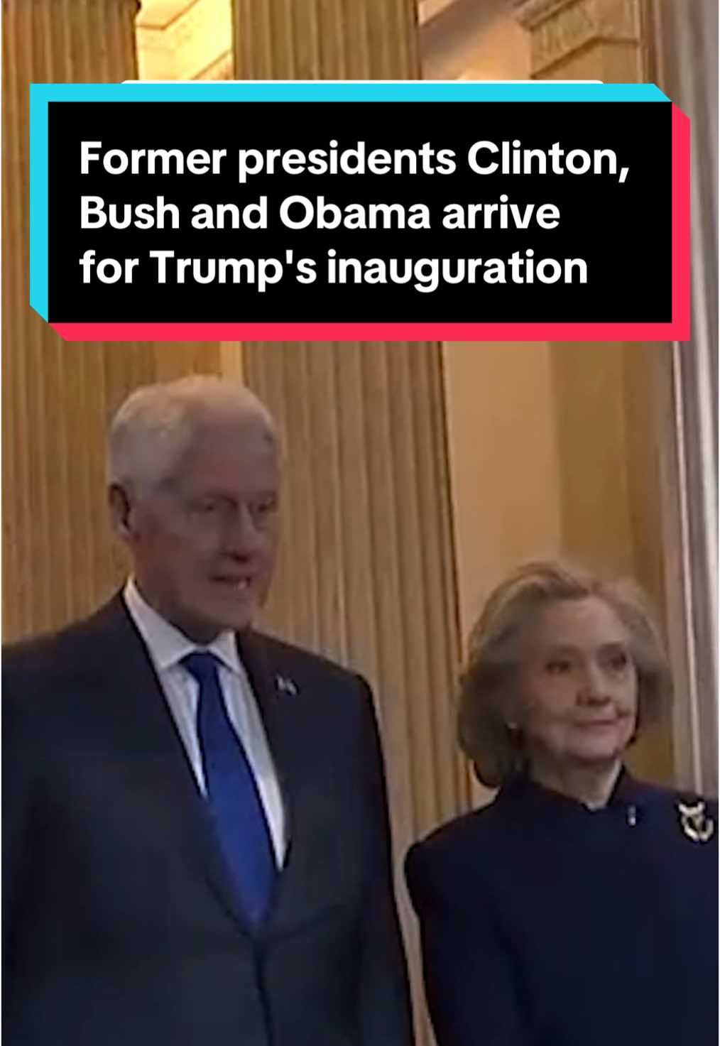 Former President Bill Clinton and former first lady Hillary Clinton, former President George W. Bush and former first lady Laura Bush and former President Barack Obama arrive for the inauguration of President-elect Donald Trump. #trump #biden #president #dc 