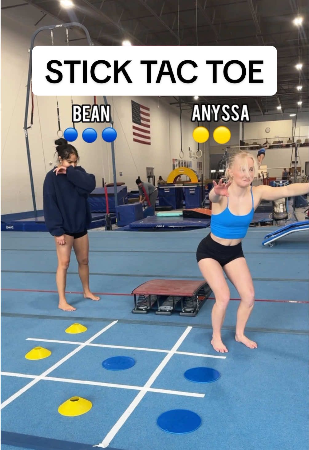 Stick tac toe champ over here🙋🏼‍♀️🏆 #fyp #tictactoe #sticktactoe #gymnastics #gymnast #flip #gymnasticschallenge #gymnasticsgame #challenge #gymnasticsvideos @Nyssy @alora_lifts 