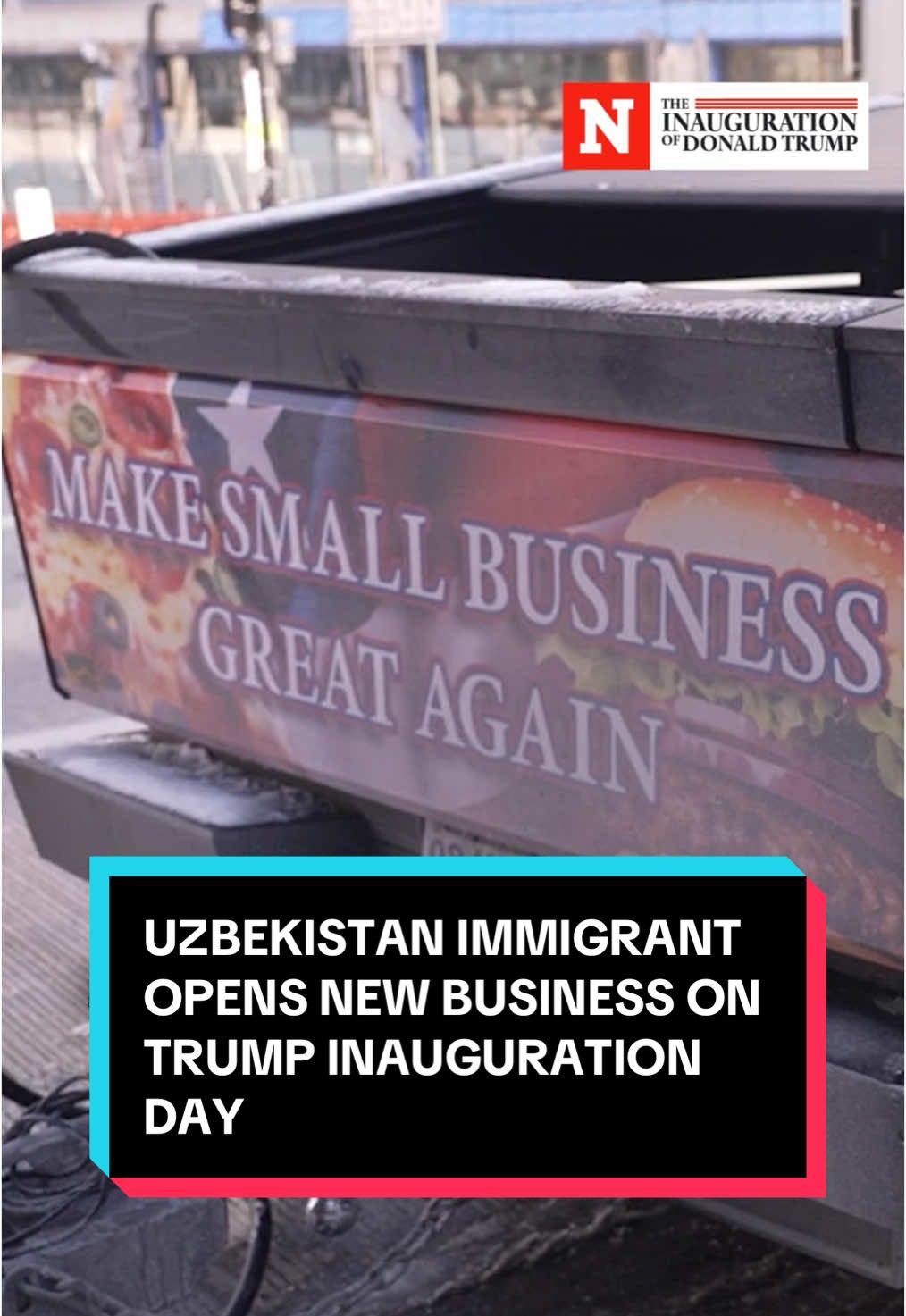 Rustam, an immigrant from #Uzbekistan, opened his new food truck business in Washington, D.C. on Inauguration Day. He decked out his food truck and accompanying Tesla #Cybertruck with #Trump gear. #news #newsweek #inaugurationday 