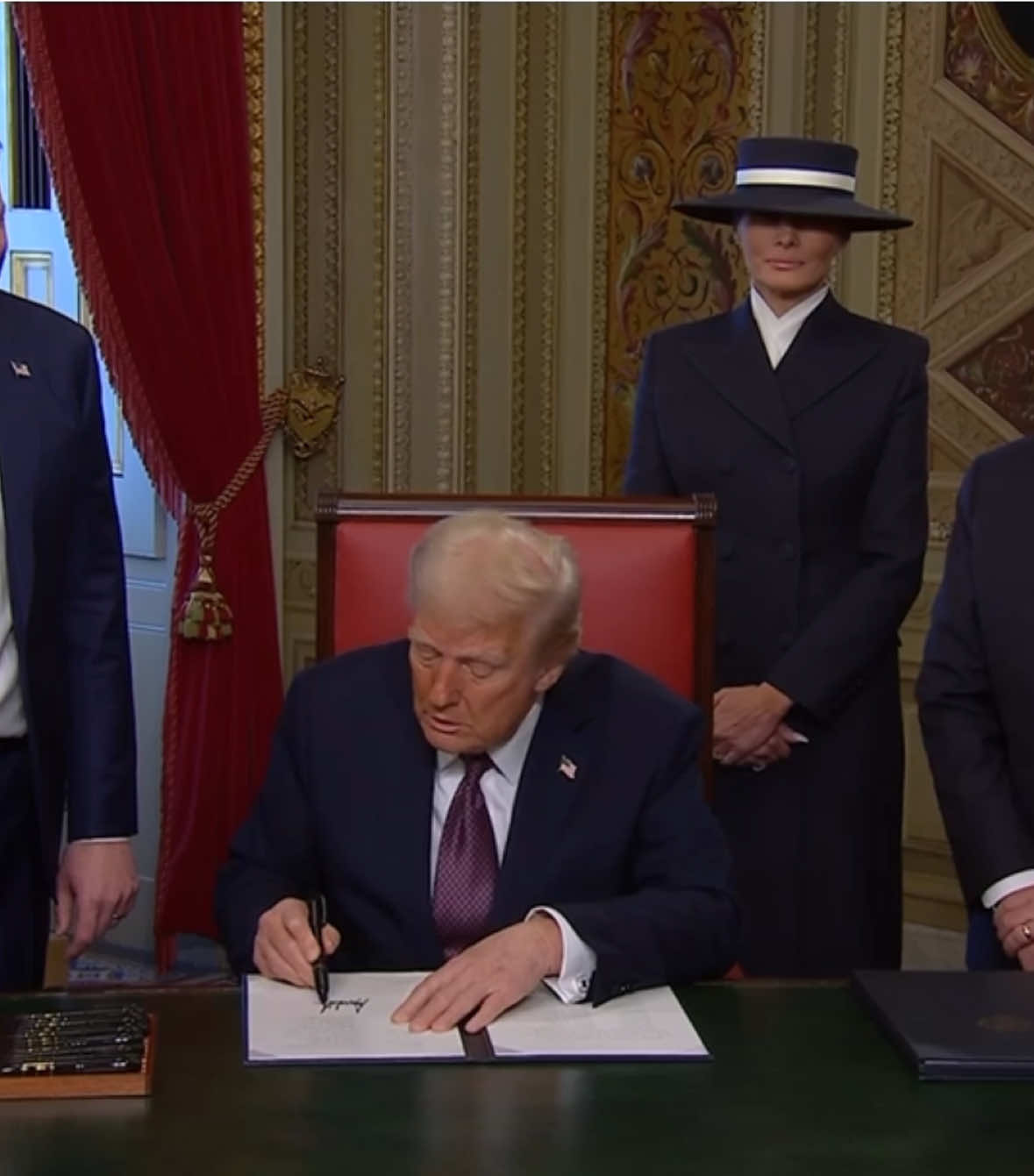 President Trump on Monday signed his first documents as the nation’s 47th president, ranging from nominations to executive actions.   He is expected to sign more executive orders later in the day before supporters at Capital One Arena.   Watch more at c-span.org #potus #trump #inauguration #cspan 