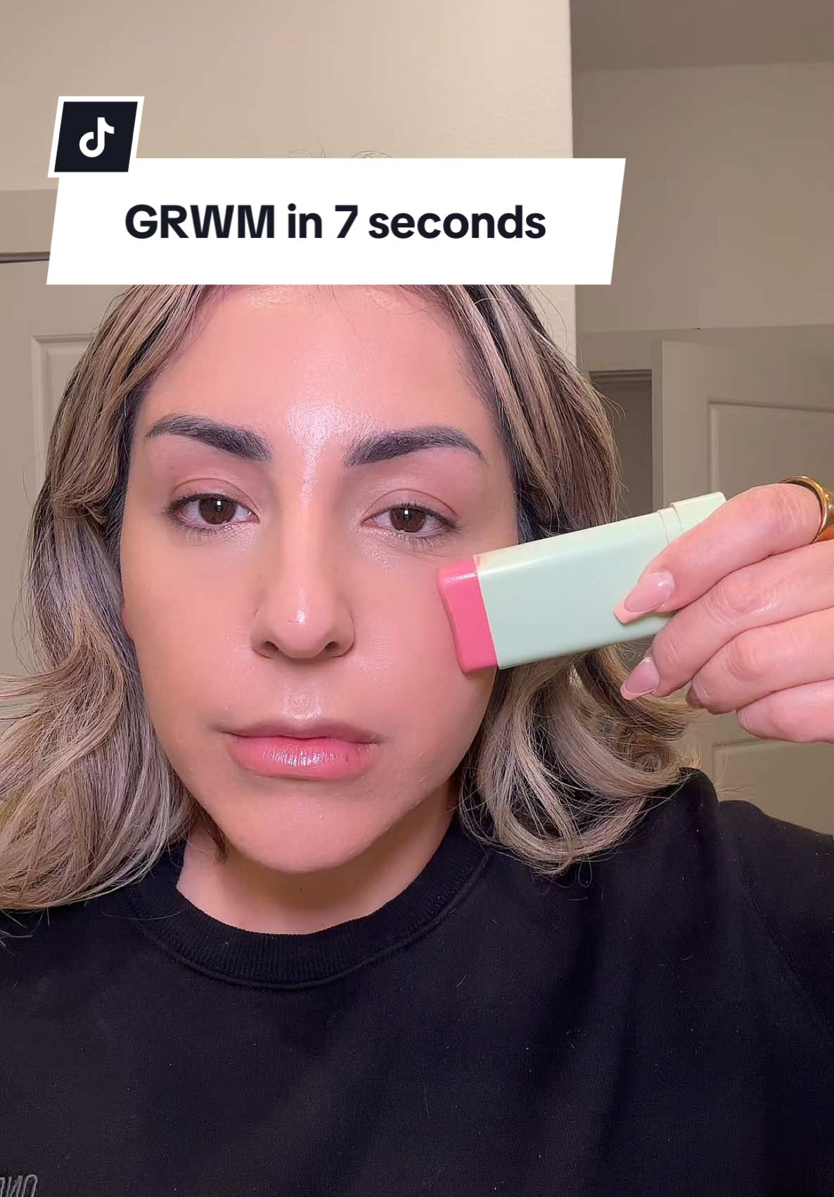 Motivation to get ready every day! #fyp #grwm #beauty @elfcosmetics jelly grip primer  @Rare Beauty foundation, glowy blush @Pixi Beauty blush stick  @Too Faced concealer  @ONE SIZE BEAUTY setting powder @Fenty Beauty bronzer  @NYX Professional Makeup lip liner, eyebrow pencil, brown eyeliner, contour stick  @got2b gel for eyebrows  @Dominique Cosmetics matte lipstick  @makeupbymario lip gloss 