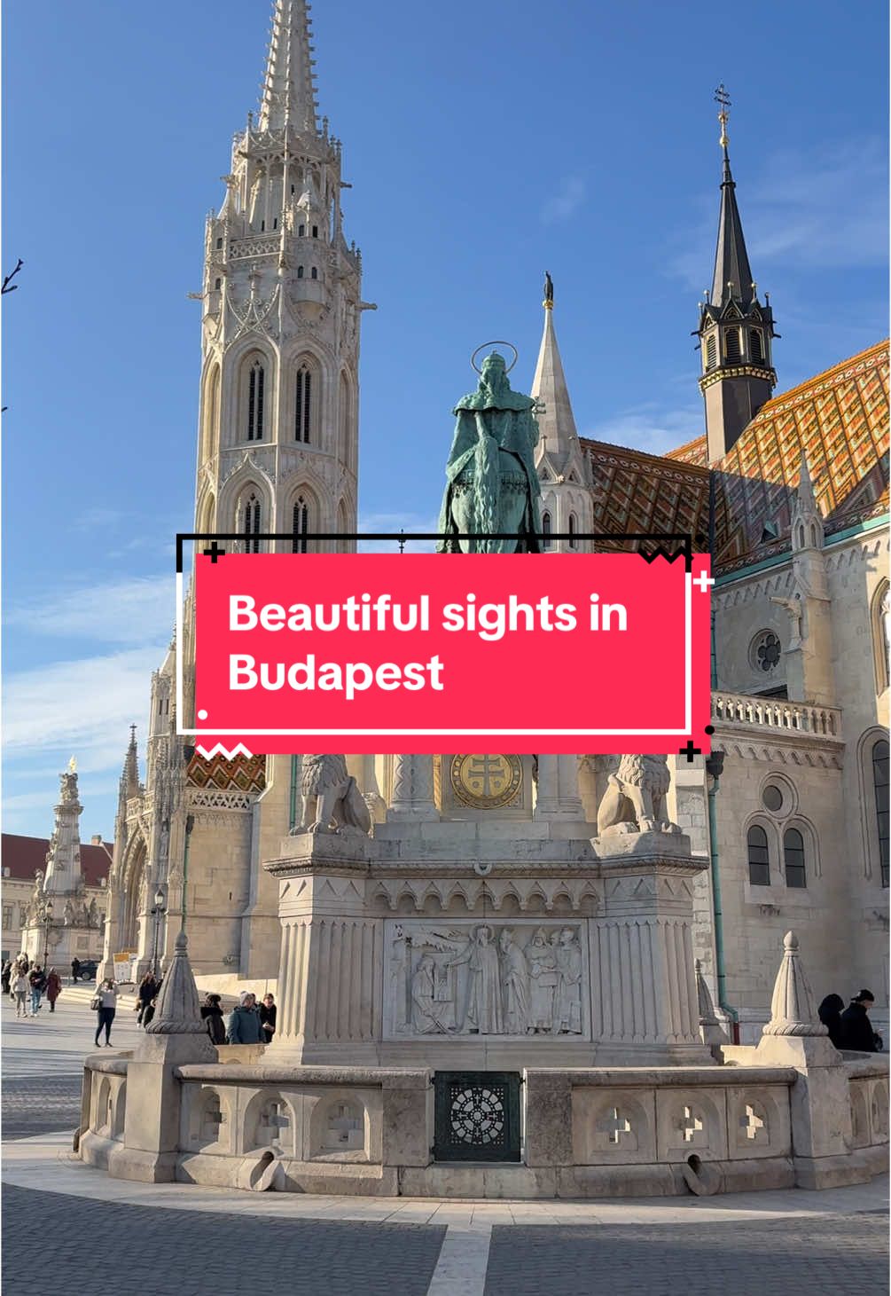 POV: you found the Fisherman’s Bastion on the perfect day in Budapest ☺️ Highly recommend taking the trip to the top of hill to see the Fisherman’s Bastion if you’re wondering what to do in Budapest for the day!  #budapest #bluesky #fishermansbastion #tourism #explorebudapest #hungary #historical #gothic #architecture 