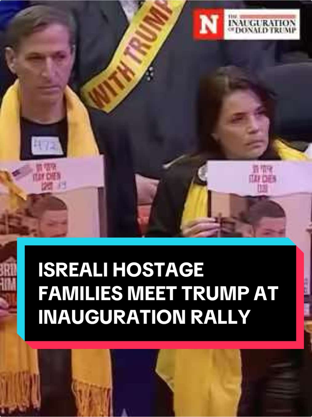 President Donald #Trump greeted former Israeli hostages and loved ones of those held in Gaza at his inauguration parade Monday. #news #newsweek #israel 