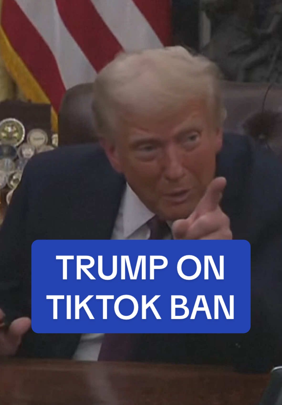 President Donald Trump shared his views on TikTok as he signed executive orders in the Oval Office on inauguration day. #news #tiktokban #trump #donaldtrump 