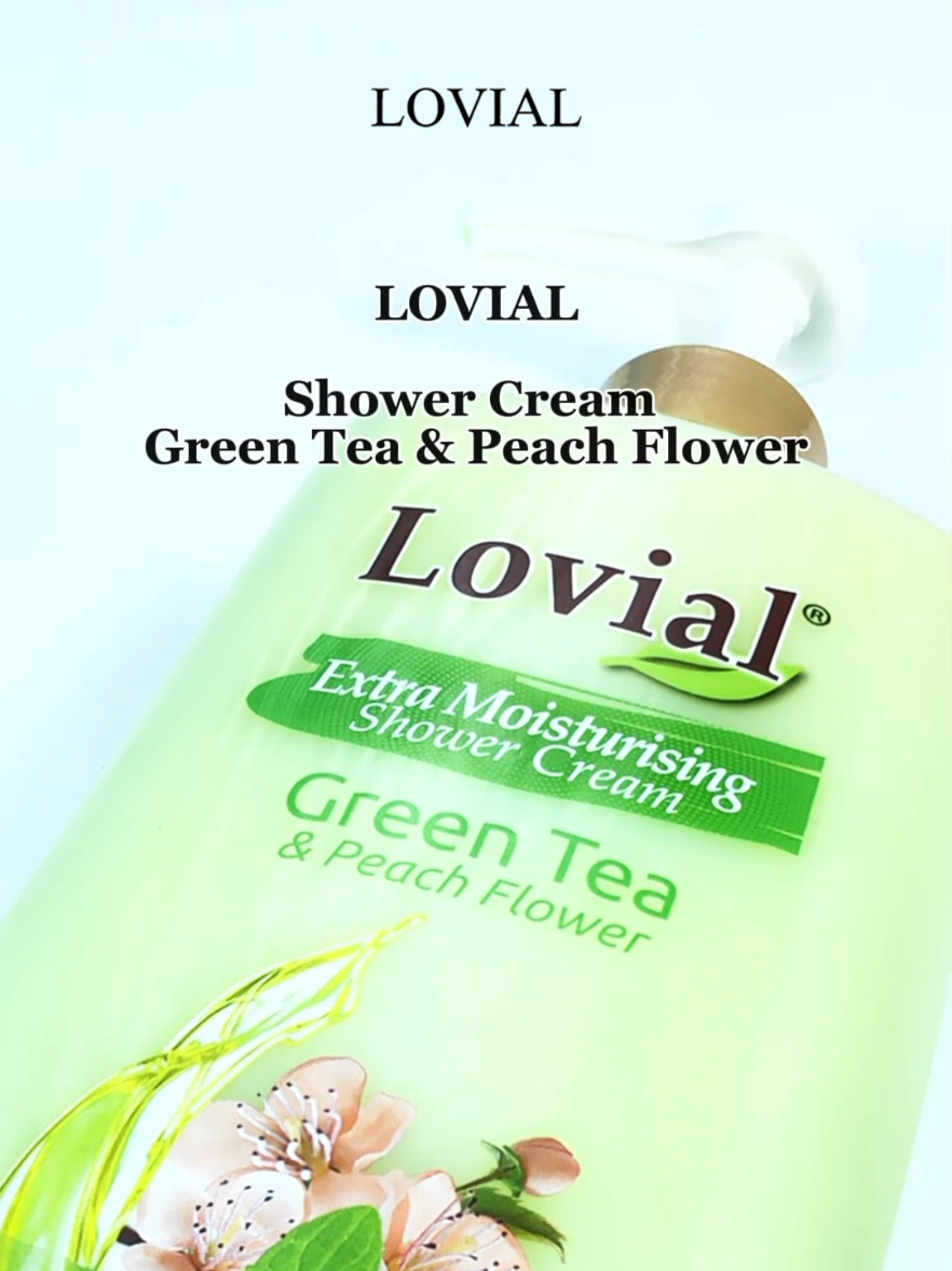 Shower Cream Green Tea & Peach Flower, Refreshing & Anti-Oxidant, Sabun mandi yang mampu redakan jerawat punggung, dan membuat kulit bersih, lembut, halus, sehat & segar seharian🍃 #lovial #bodywash #bodycare #showercream #skinhealth #sabunmandi #skincare #lovialshowercream #kulitsehat #antibacterial #antioxidants #extramoisture #refresh #fyp #viral 