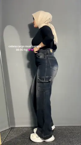 celana cargo muat sampai bb 80 kg #cargopants #cargojeans #jeanshighwaist #celanajumbo #ootdhijabstyle #fyp 
